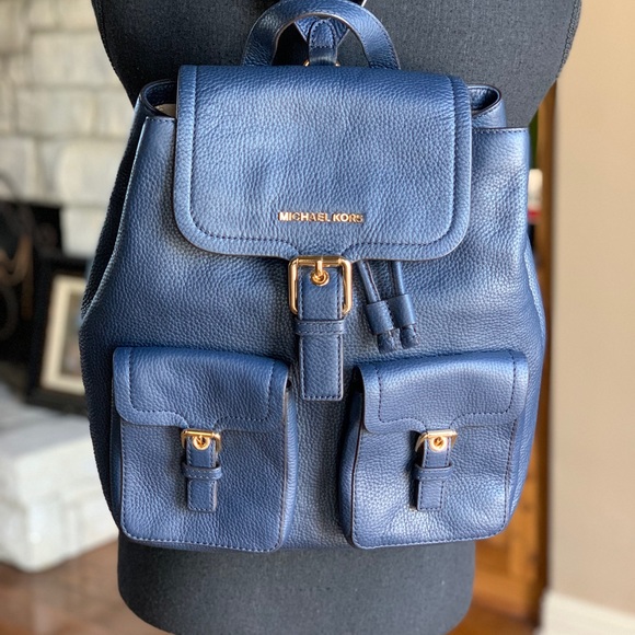 Michael Kors Handbags - Michael Kors Susie Blue Pebble Leather Backpack